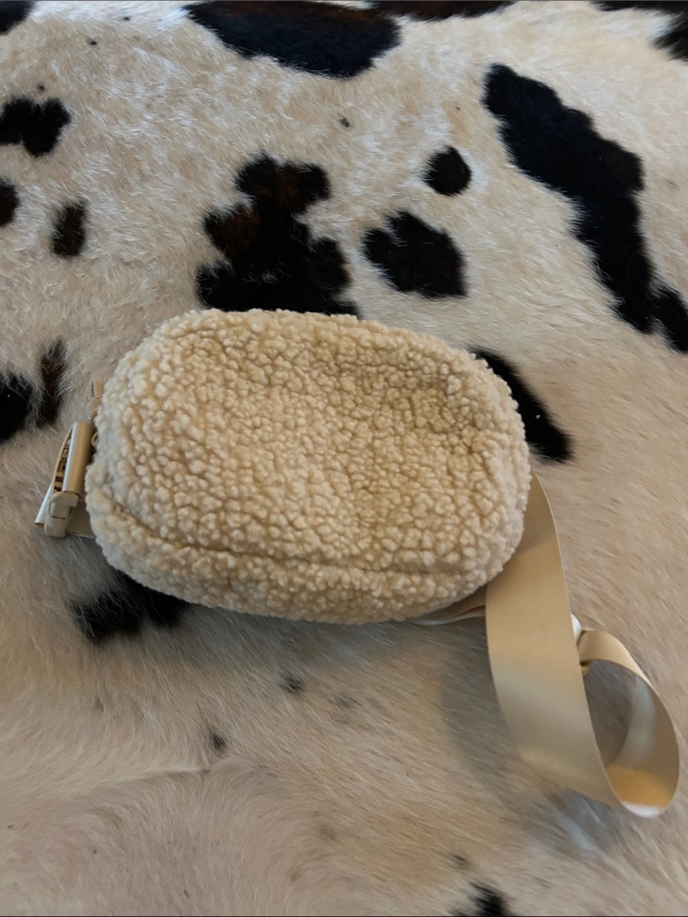 Sherpa Crossbody Belt Bag in Cream